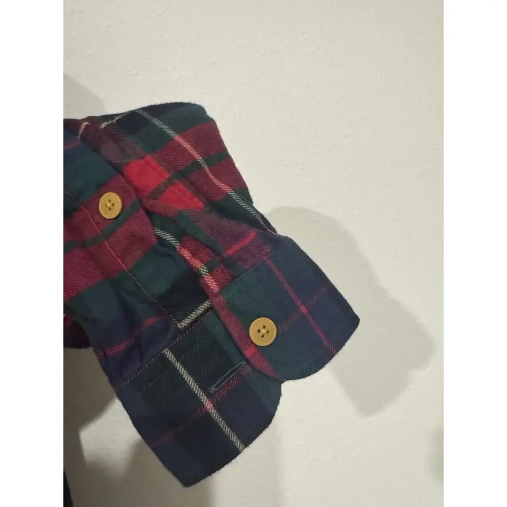 J. Crew Shirt Mens Medium Red Gray Mid-Weight Flannel Slim Cotton Lumberjack